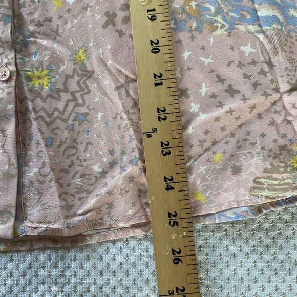 ZADIG & VOLTAIRE Tygg Print Glam Rock Shirt Pink Ruffle Blouse Large long sleeve - Picture 9 of 15